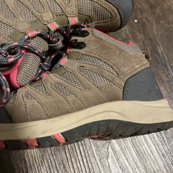 Bearpaw Corsica Hiking Boots Taupe Suede Pink Lace Up Waterproof Kids Sz 2 - Picture 9 of 16